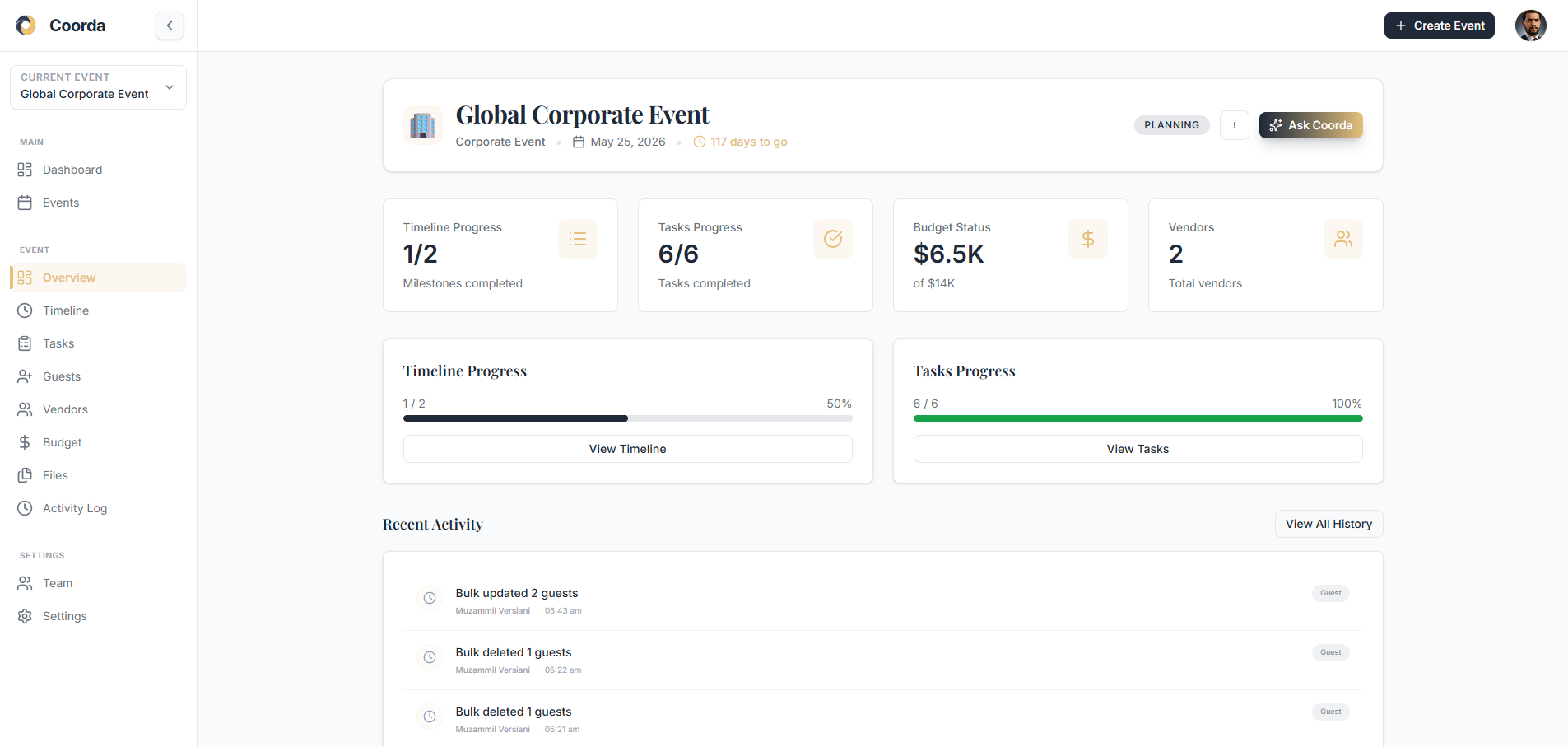 Coorda Dashboard Preview